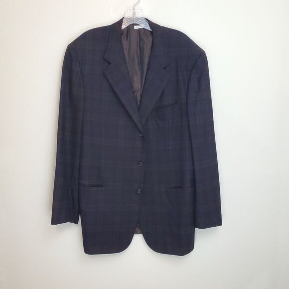 Brioni Palatino navy and rust red 3-button wool blazer - Picture 1 of 15